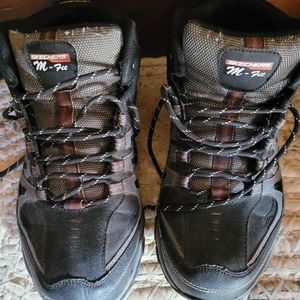 Size 11 Mens high top tennis shoes by skechers (black/Memory Foam)